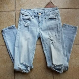 AEO knee hole skinny jeans 0 SHORT